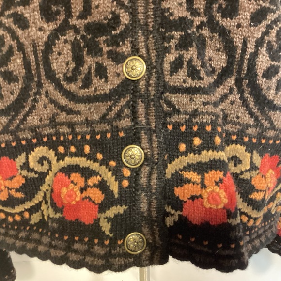 Vintage Icelandic Design embroidered jacket womens size medium wool cotton blend - Picture 3 of 11
